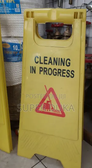 Cleaning In Progress Caution Sign.