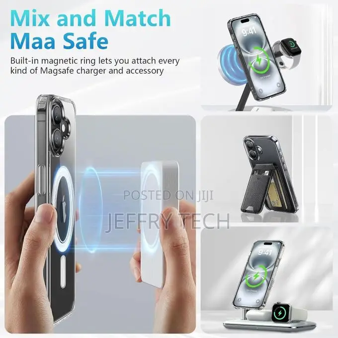 Transparent Magnetic Cover for Apple iPhone 16 Plus 6.7 Inc