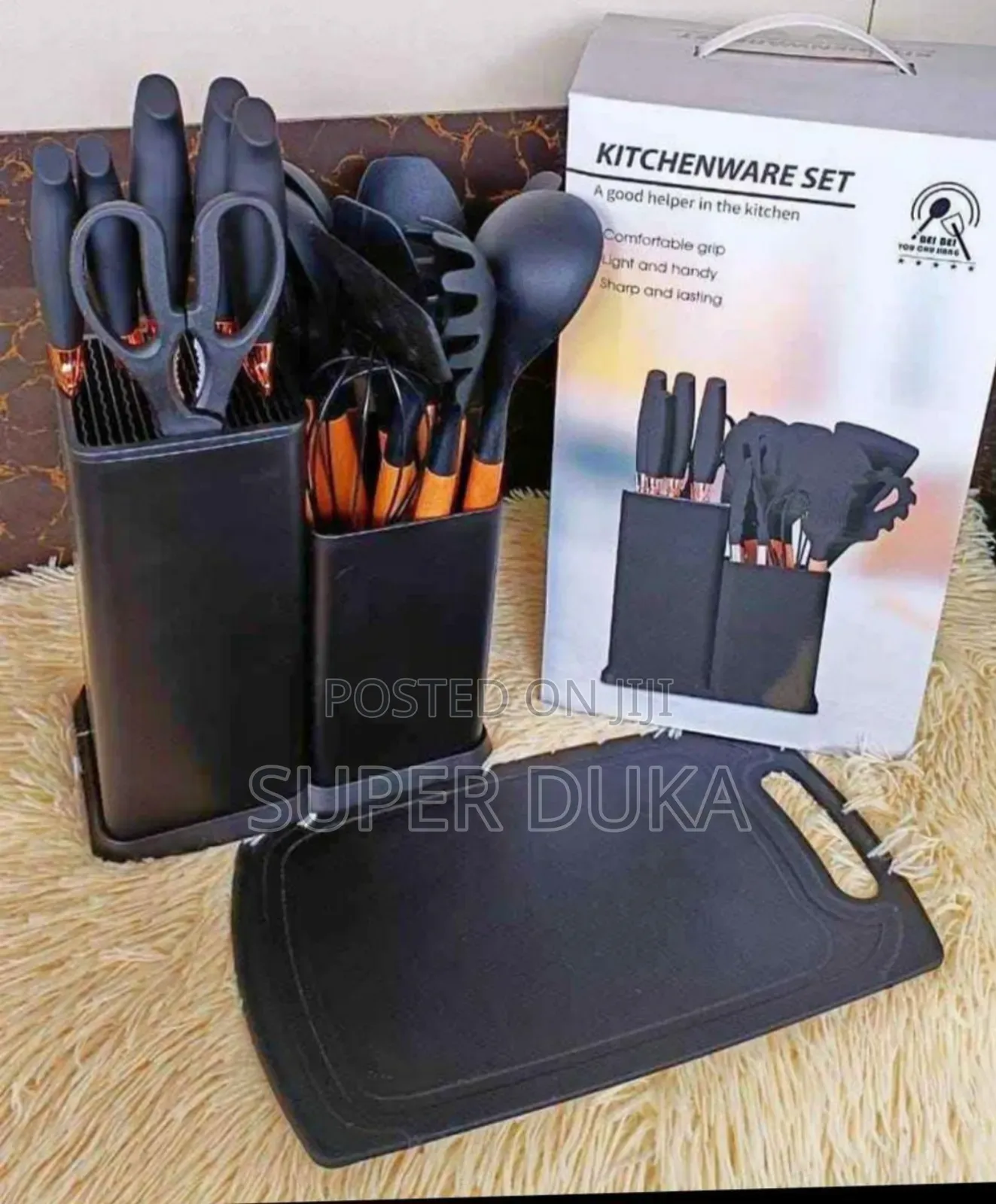 Black 19pcs Silicone Dinner Set With Storage Bucket