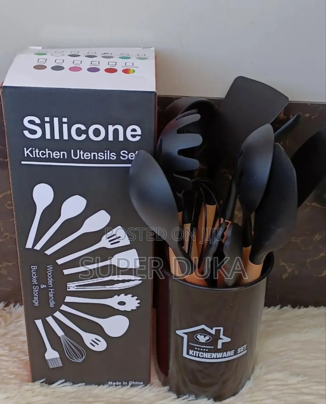 Silicon Kitchen Utensils Set.Black 12 PCS Spoons