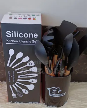 Silicon Kitchen Utensils Set.Black 12 PCS Spoons