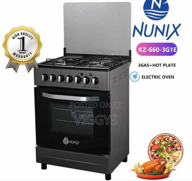 Nunix 60 by 60 3+1 Free Stand Cooker With Electric Oven""