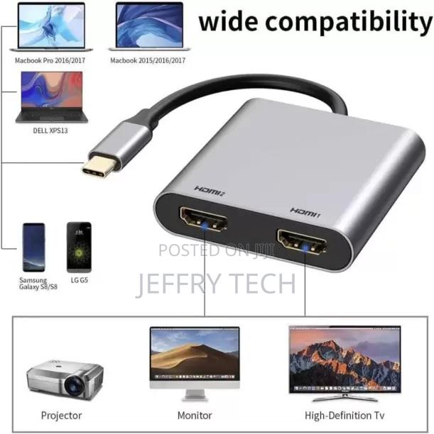 Pac Tv-Out Cable Usb C to Dual Hdmi Adapter Usb Type C to Du - thumbnail 2