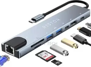 Bestor 8-in-1 Usb-C Hub Hdmi,87w Pd Fast Charge 5gbps Dat
