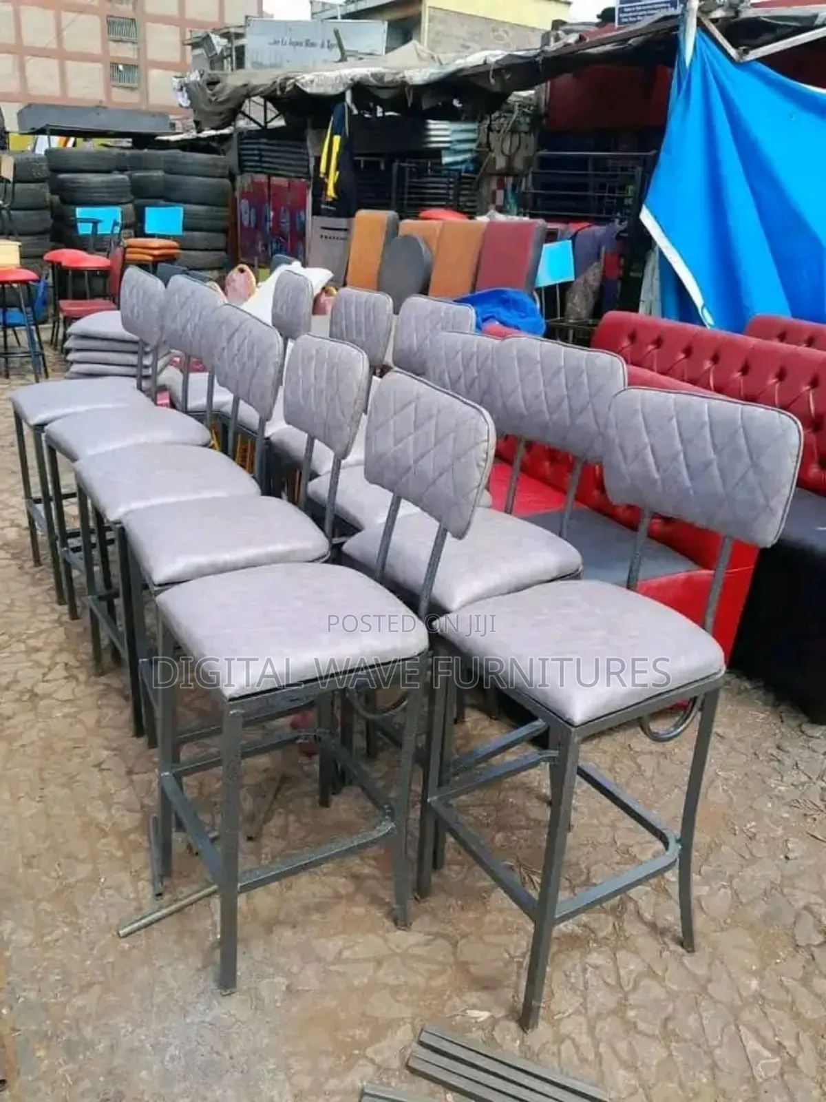High Stools Leather Chairs