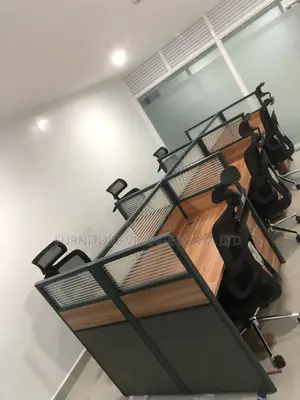 Office Tables; 6-Way Imported Modular Workstation in Brown