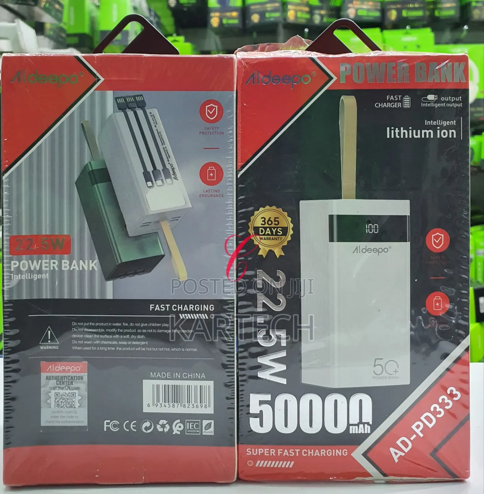 Aldeepo Ad-Pd333 50,000mah 22.5w Power Bank With 3 Cables
