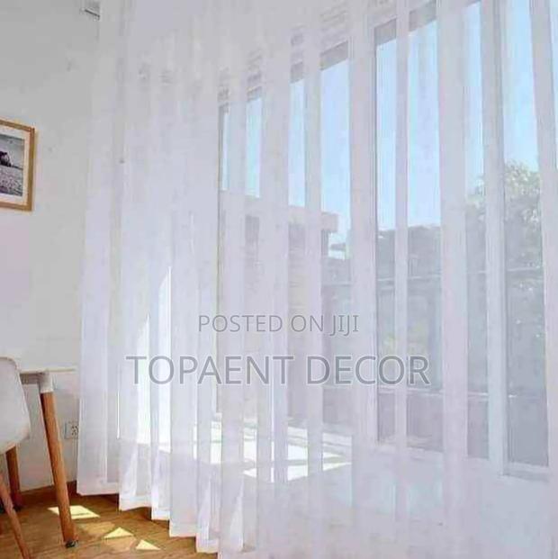 White Silk Plain Window and Door Sheers - main view