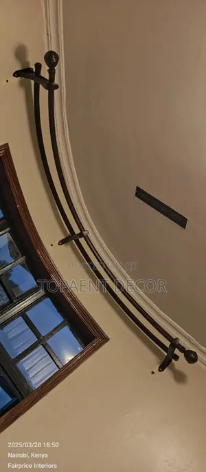 Bronze Powder Coated Curved Window Curtain Rods