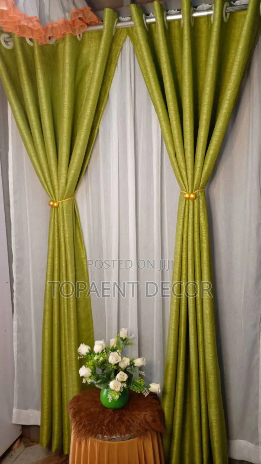 Lime Green Double Window Curtain Set