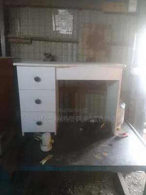 White Study Table With Drawers