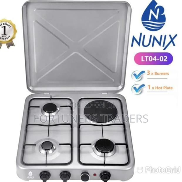 Nunix Table Top Cooker 3 Gas + 1 Electric Burner Stove