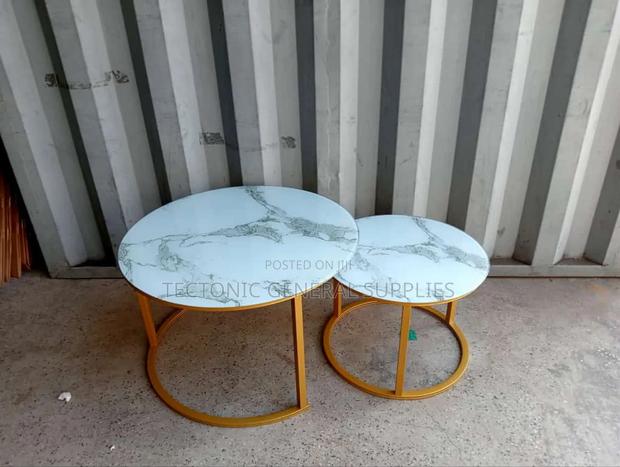 Marble Nesting Coffee Table (Glass Effect) White - main view