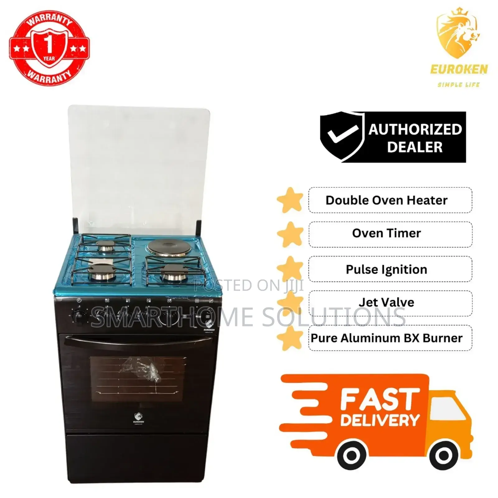 50×55 Euroken 3+1 Standing at Cooker With Electric Oven Cooker