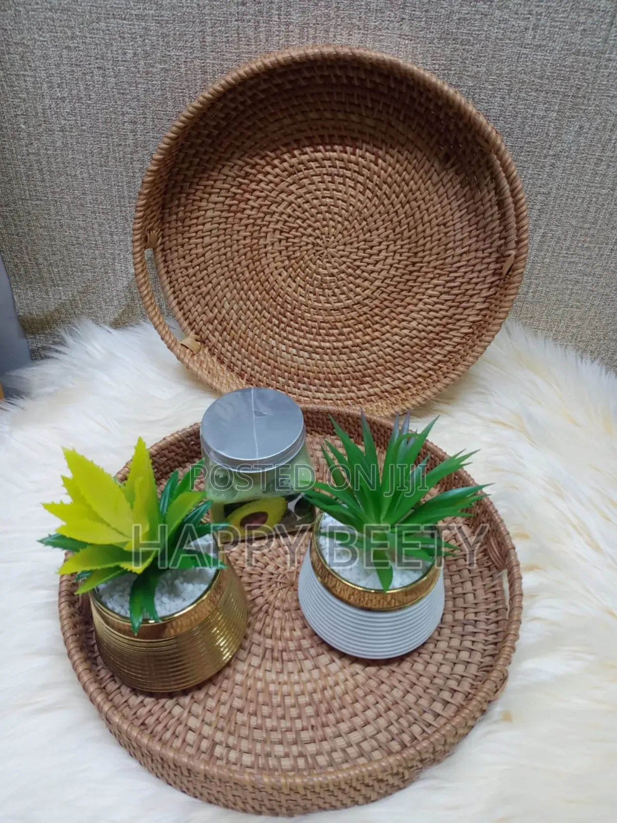 Round Rattan Serving Tray