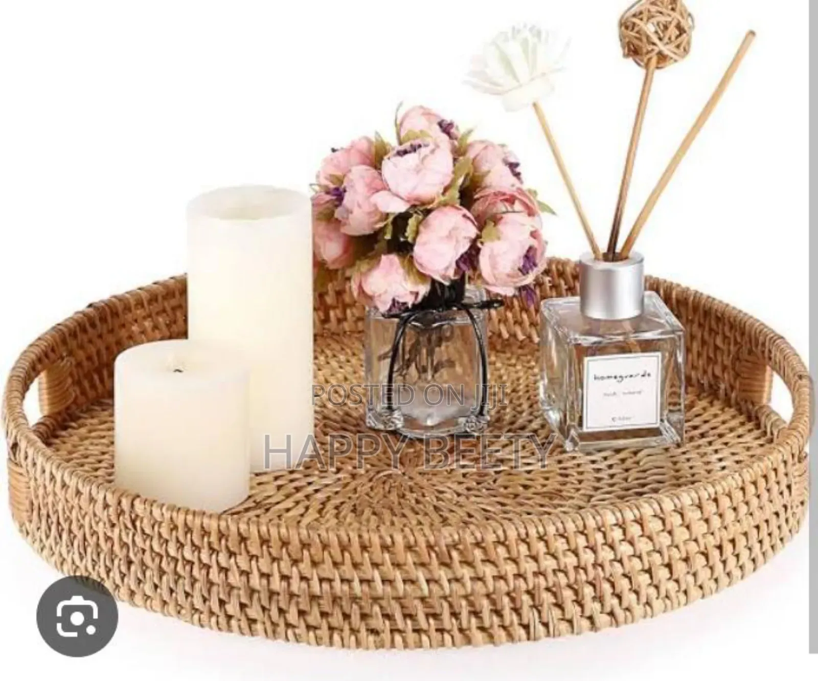 Round Rattan Serving Tray