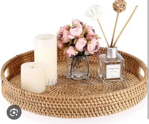 Round Rattan Serving Tray