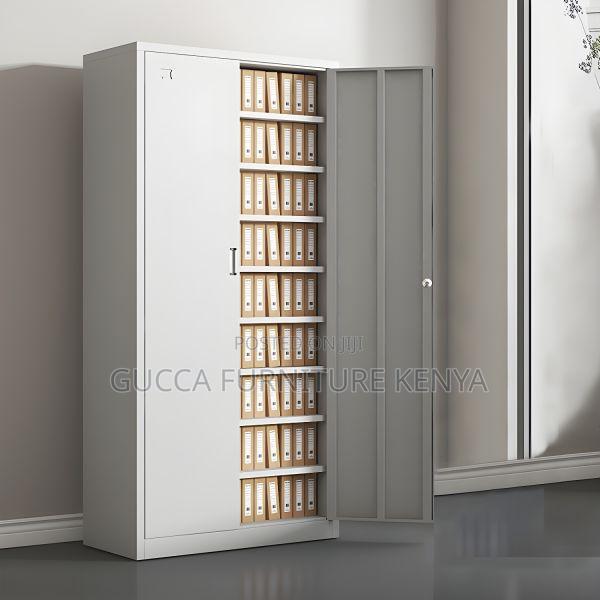 Office Cabinets: 2-Door Modern White Steel Locking Cabinet - thumbnail 2