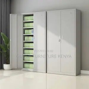 Office Cabinets: 2-Door Modern White Steel Locking Cabinet