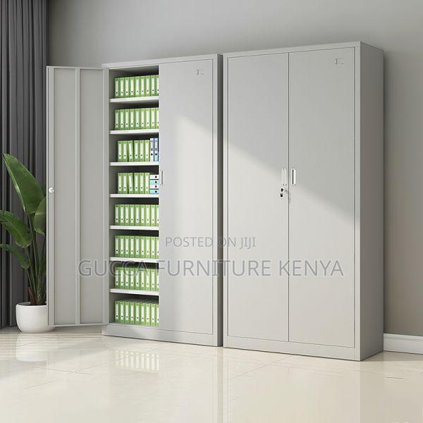 Office Cabinets: 2-Door Modern White Steel Locking Cabinet - thumbnail 3