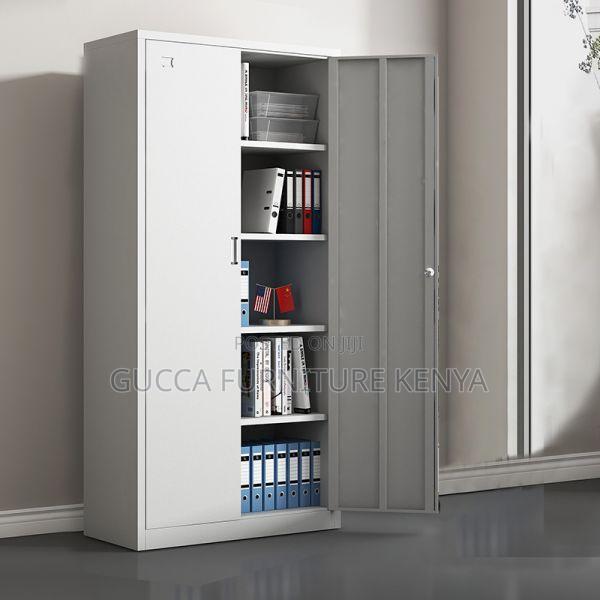 Office Cabinets: 2-Door Modern White Steel Locking Cabinet - thumbnail 4