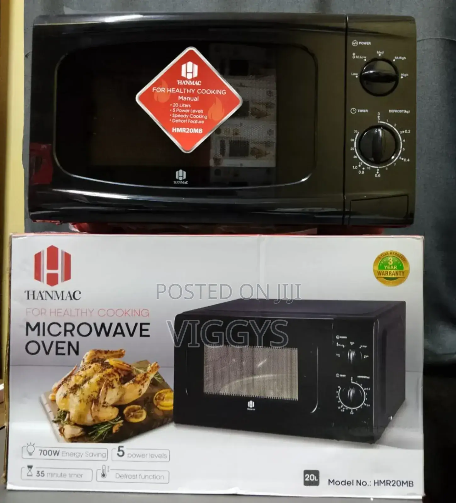 Hanmacmanual Black Microwave (3 Years Warranty