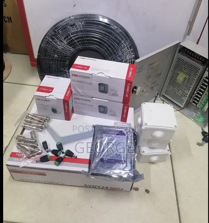 4 Channel CCTV Complete Kit-Hikvision 1080p 2mp 3 Camera