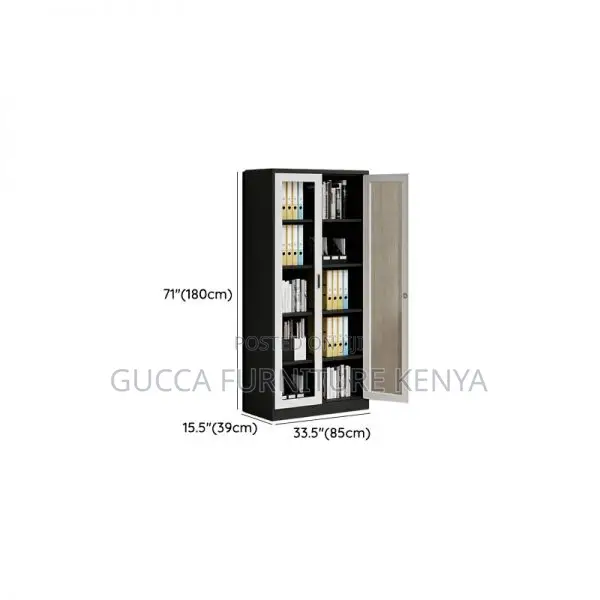 Cabinets:Modern Gray Steel Vertical Filing 2-Door Cabinet