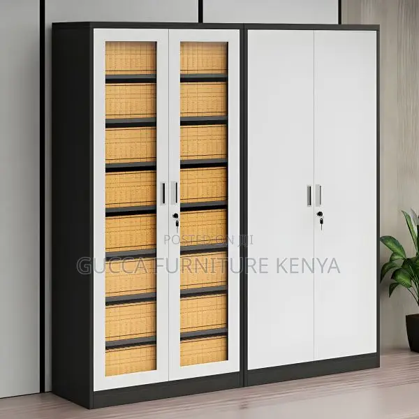 Cabinets:Modern Gray Steel Vertical Filing 2-Door Cabinet