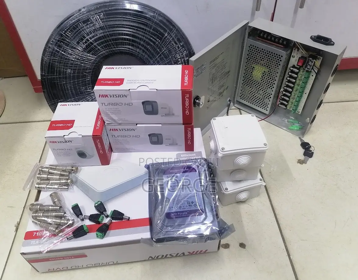 #,Hikvision CCTV 3 Cameras Complete 1080p 2mp 500gb HDD