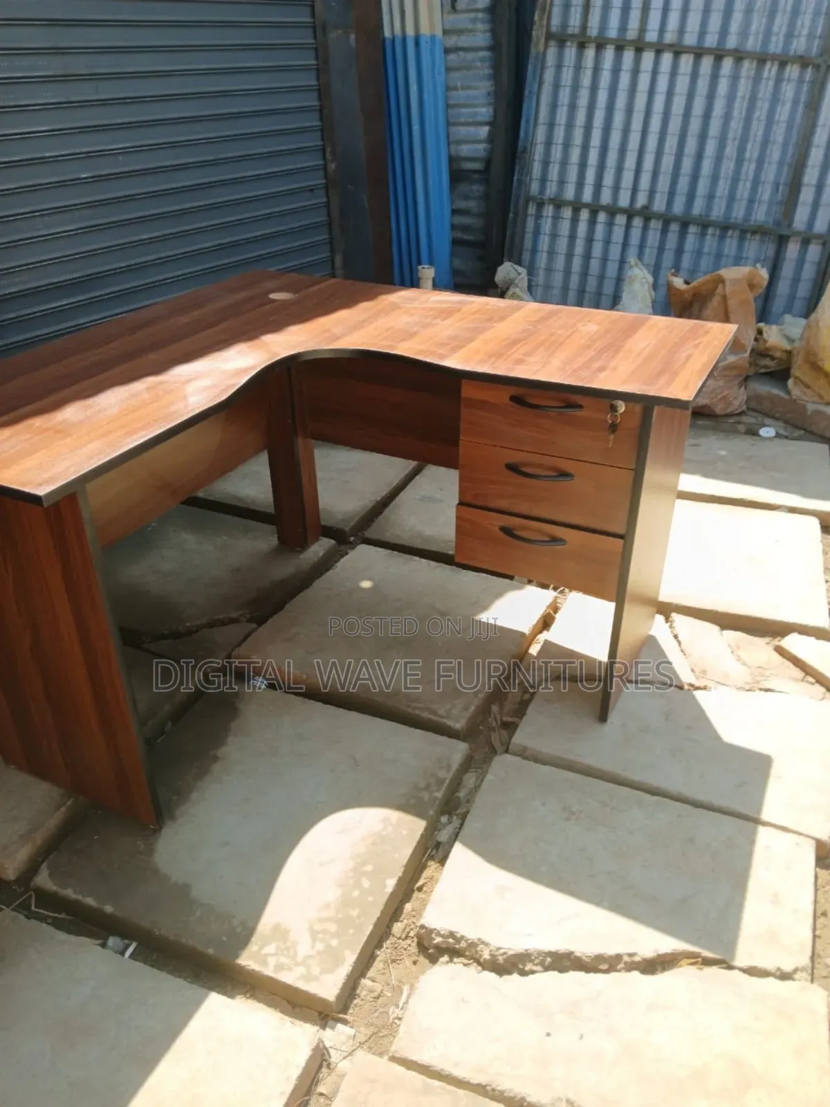 L Shaped Brown Table 1.4m