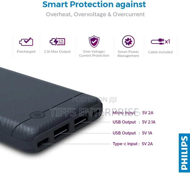 Philips 10000mah Ultra Compact Power Bank (Blue)