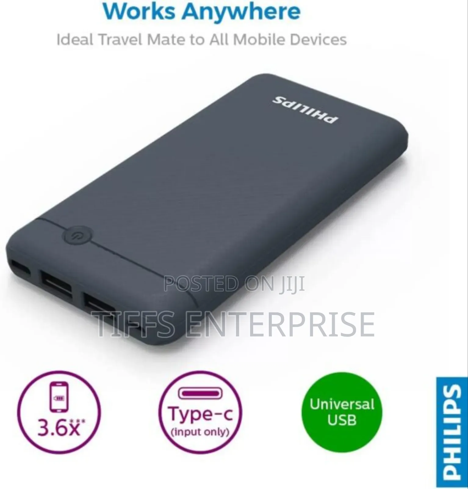 Philips 10000mah Ultra Compact Power Bank (Blue)