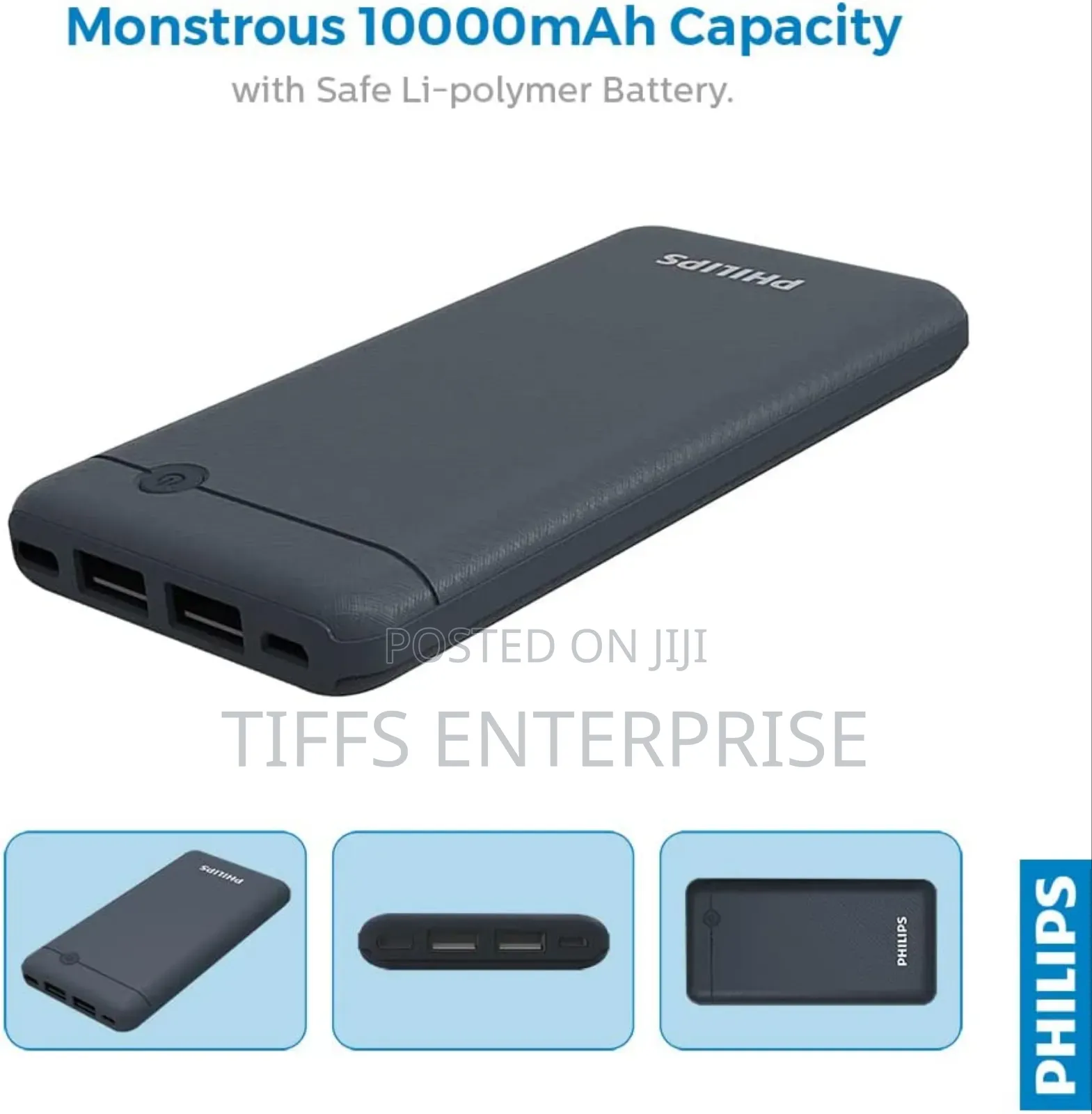 Philips 10000mah Ultra Compact Power Bank (Blue)