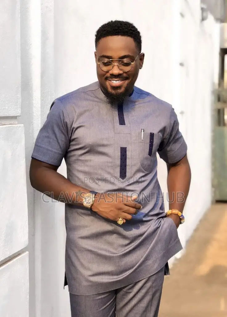 Grey and Navy Blue Senator Suits for African Men
