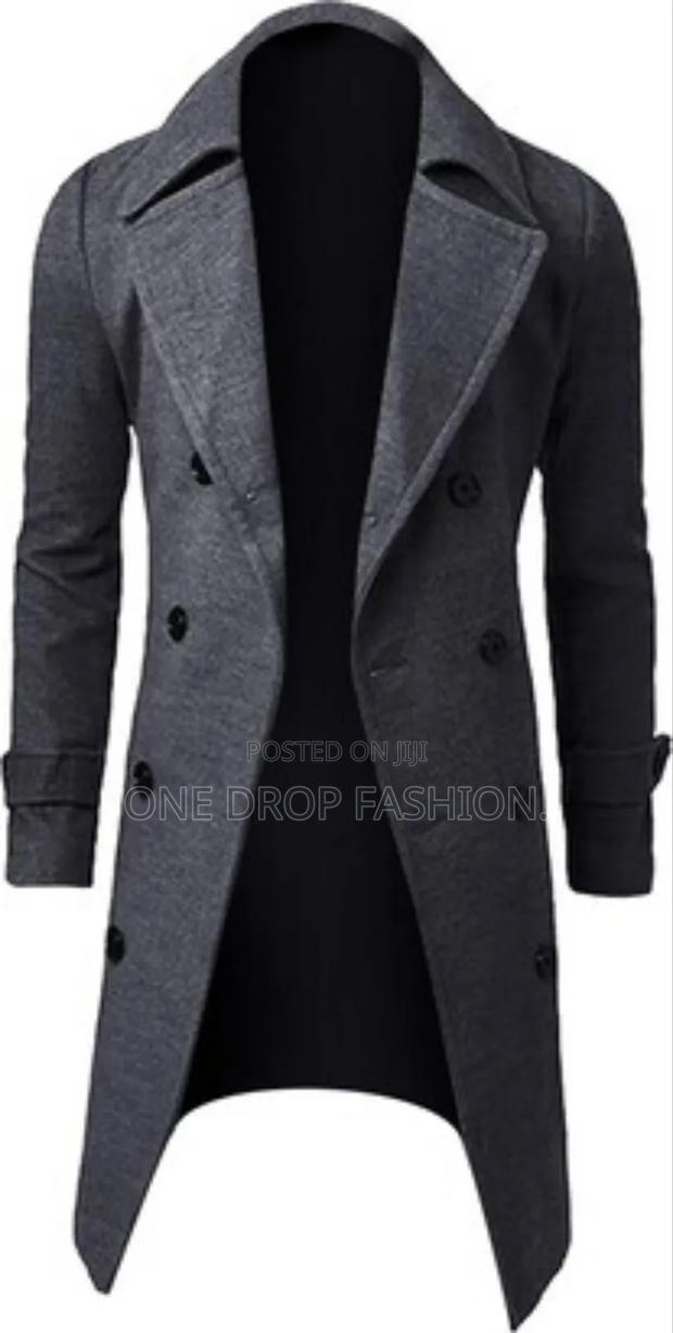 Grey Black Woolen Trench Coats