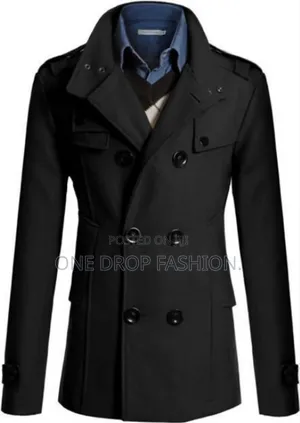 Grey Black Woolen Trench Coats