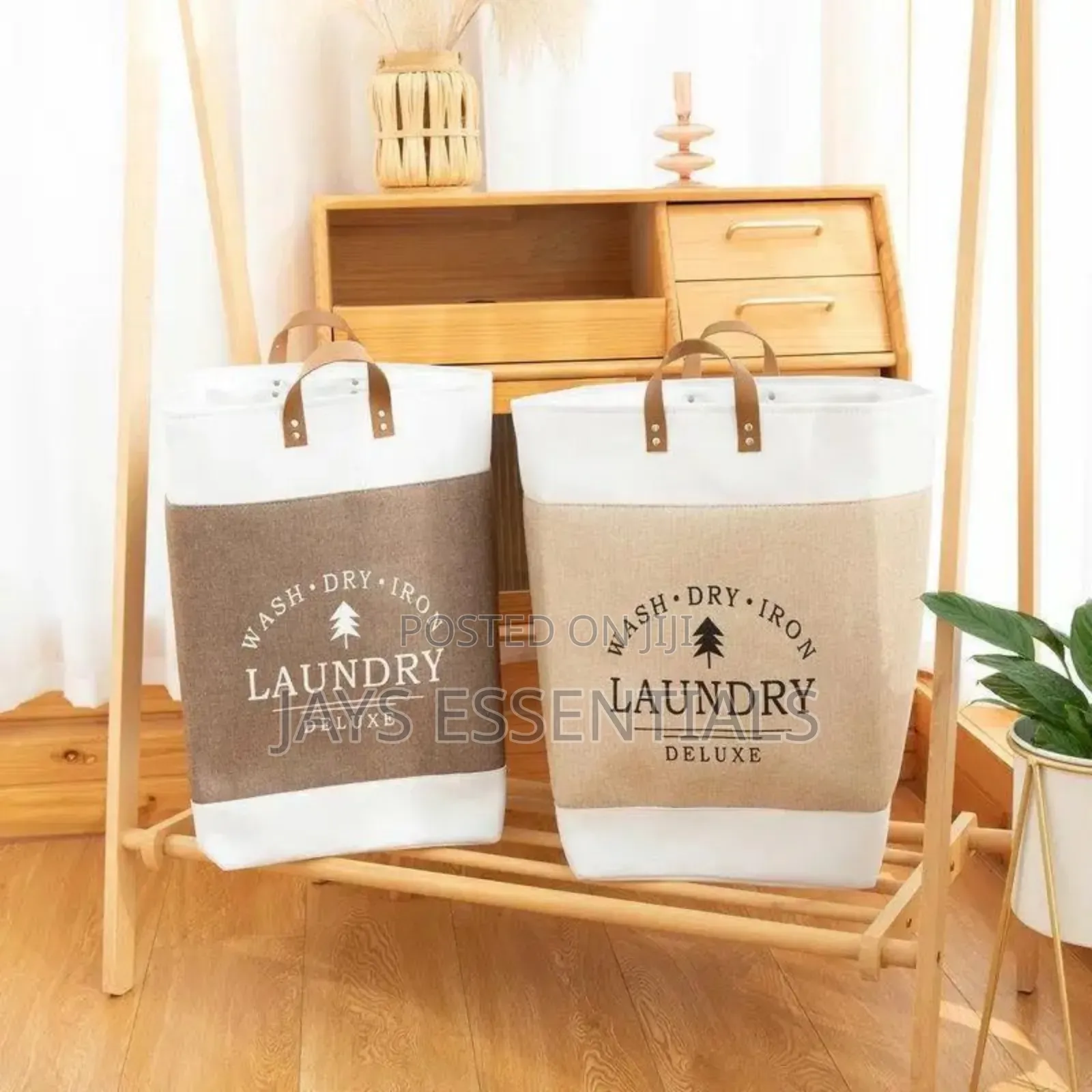 Canvas Fabric Laundry Basket