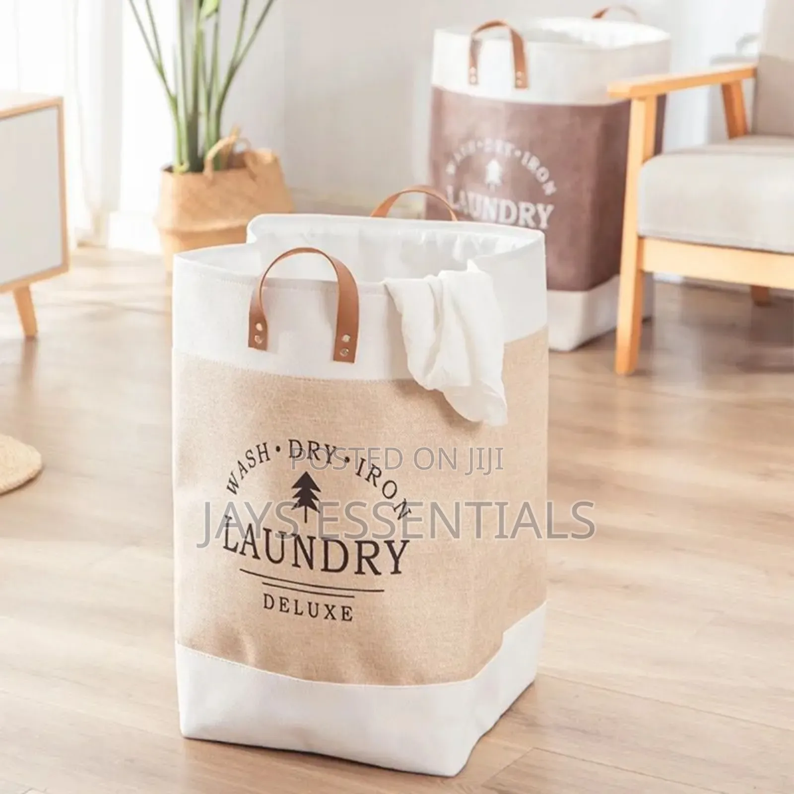 Canvas Fabric Laundry Basket