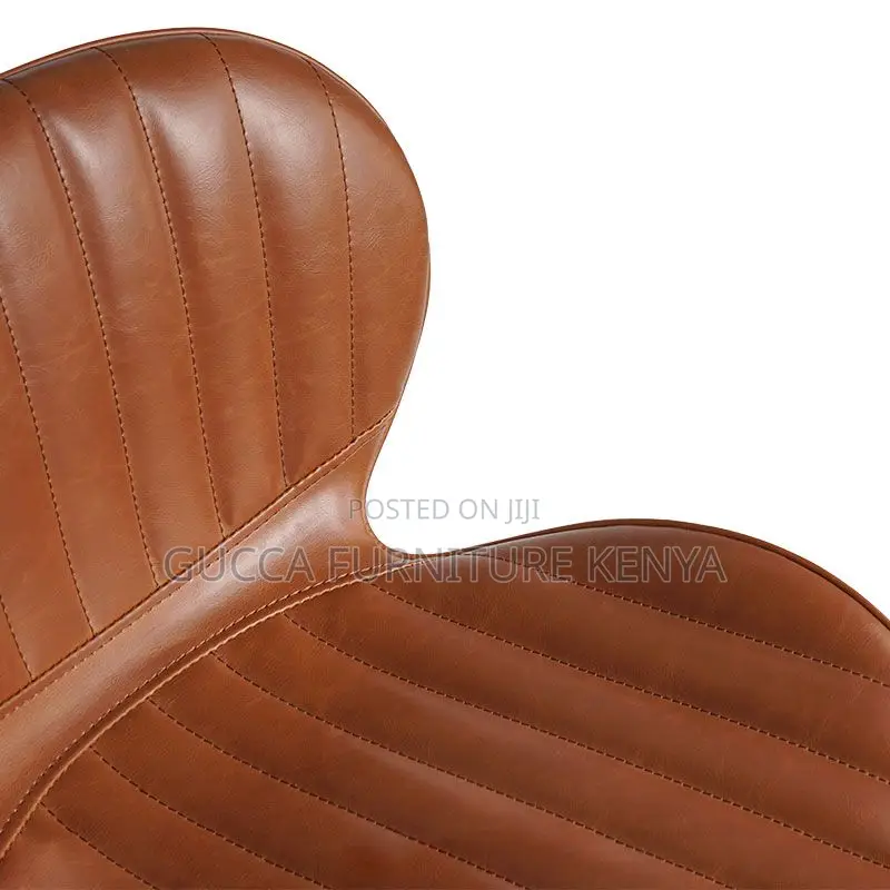 Home Chairs: Brown Artificial Leather Pail Pub Stool