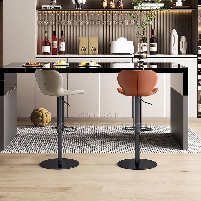Home Chairs: Brown Artificial Leather Pail Pub Stool