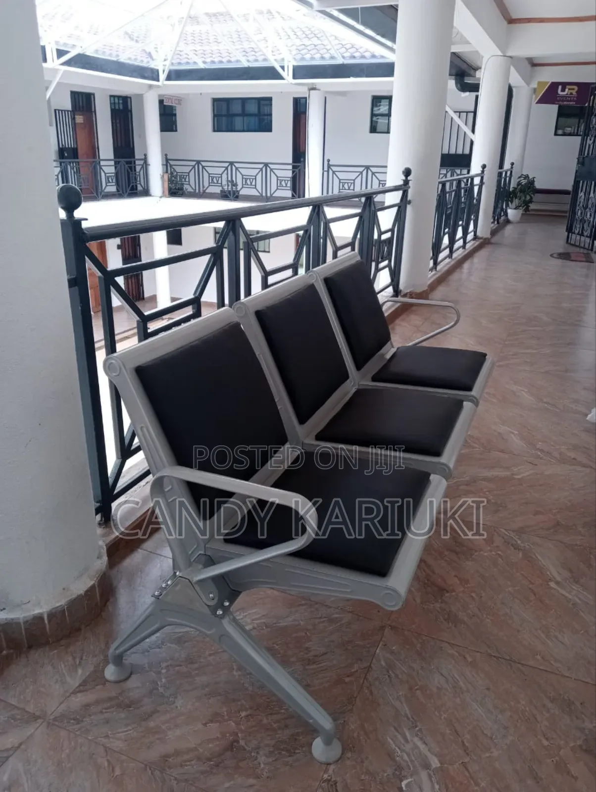 Black Heavy Duty Padded Waiting Bench
