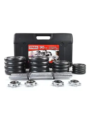 Chome 30kgs Adjustable Weight Dumbells