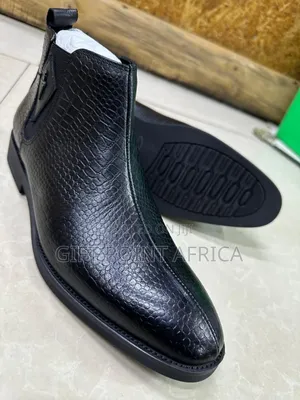 Black Official Leather Boots Shoes for Men