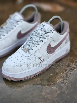 *Lv Nike Air Force 1 Low*
 White Brown Sneakers