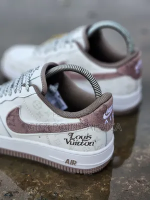 *Lv Nike Air Force 1 Low*
 White Brown Sneakers