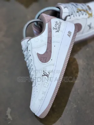 *Lv Nike Air Force 1 Low*
 White Brown Sneakers