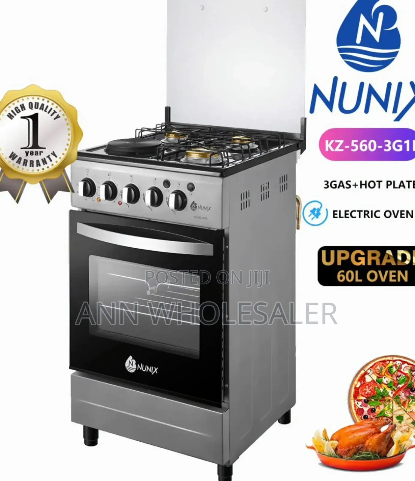 *Nunix Cooker 3g+1e. Electric Oven. 50*60cm.