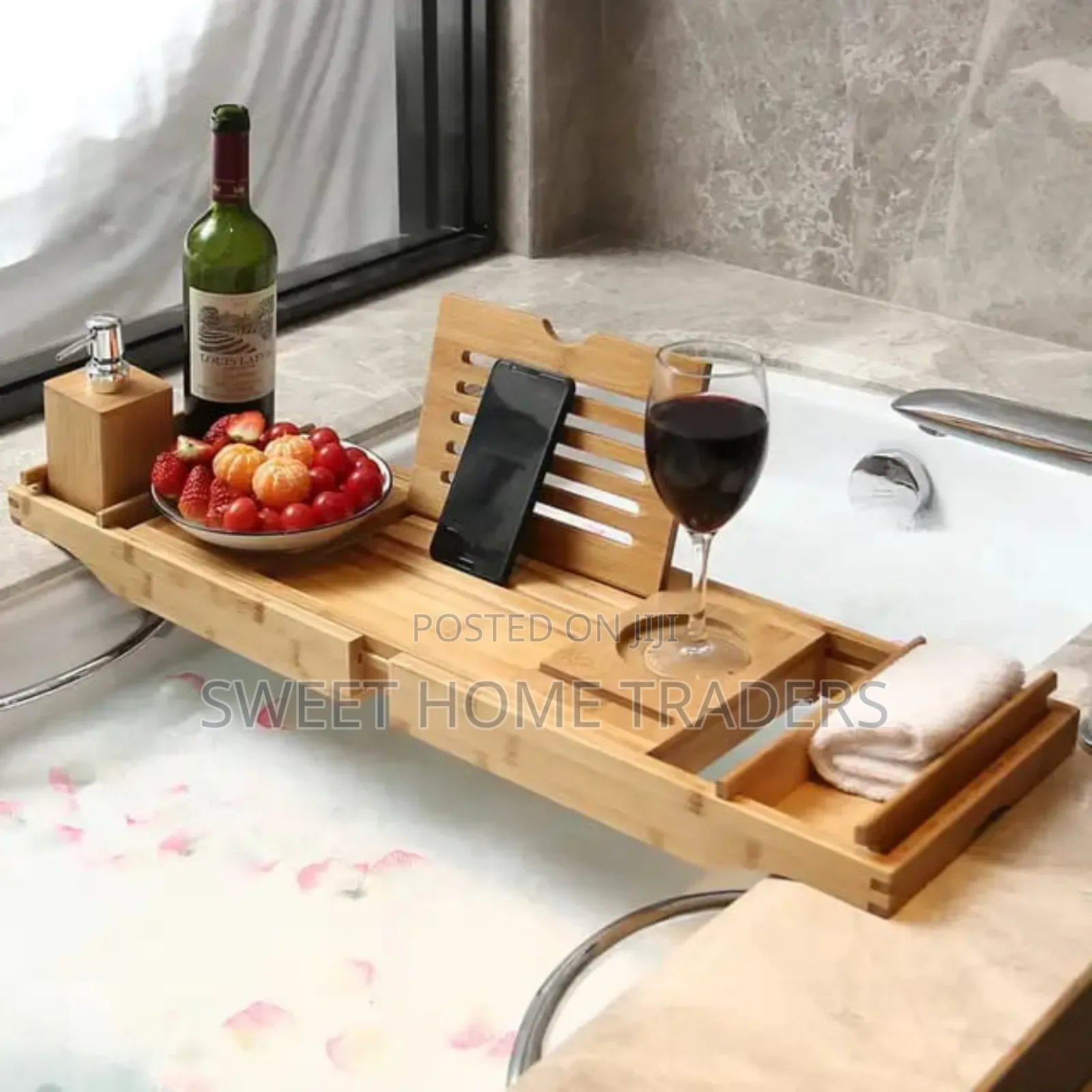 *Expandable Bamboo Bathtub Caddy Tray