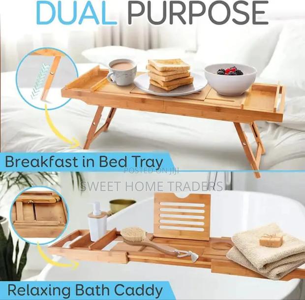 *Expandable Bamboo Breakfast Bed Table With Stands* - main view